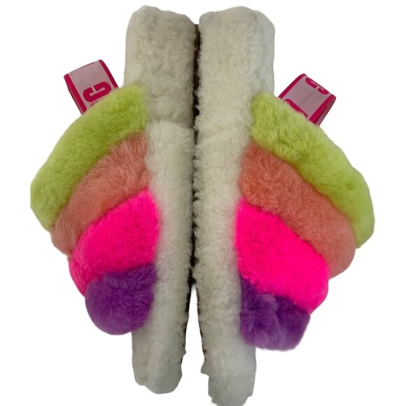 UGG Sheepskin Fluff yeah Slide Slipper Sandal Size 8 Rainbow GUC 1097169 7941 - Picture 4 of 10